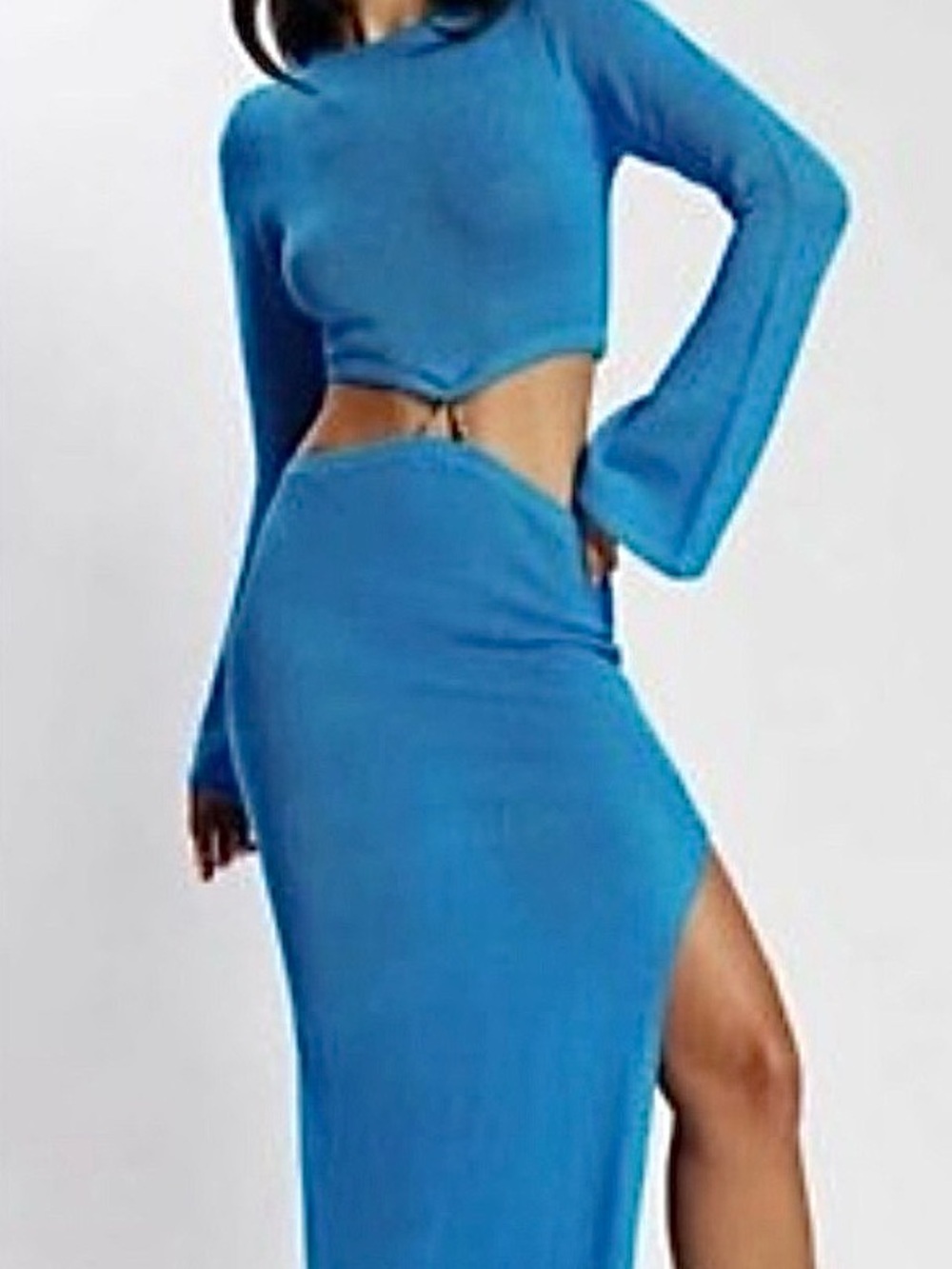 Meshki cut out Maxi Dress with Side Slit